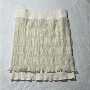 Cream Above the Knee Skirt Ruched Resort Wear
